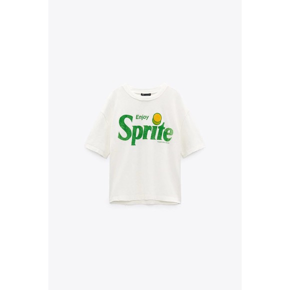 NWT Zara Enjoy Sprite Graphic T-shirt White Green Top Women's Size Small H11827 - Picture 3 of 14